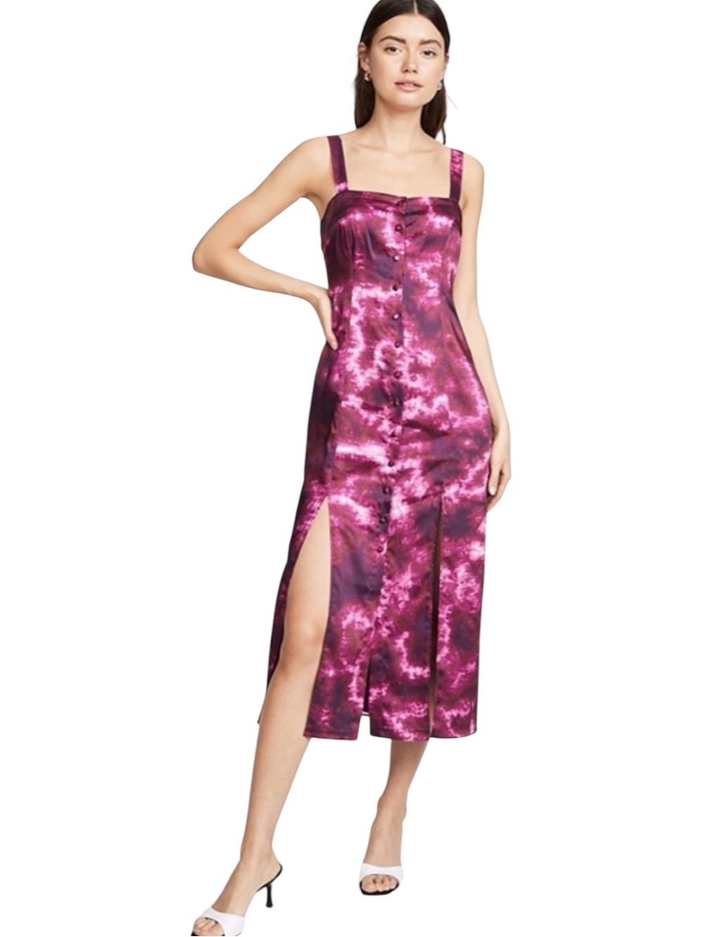 Cinq a Sept Alexa Purple Tie-dye Midi Dress Size 2